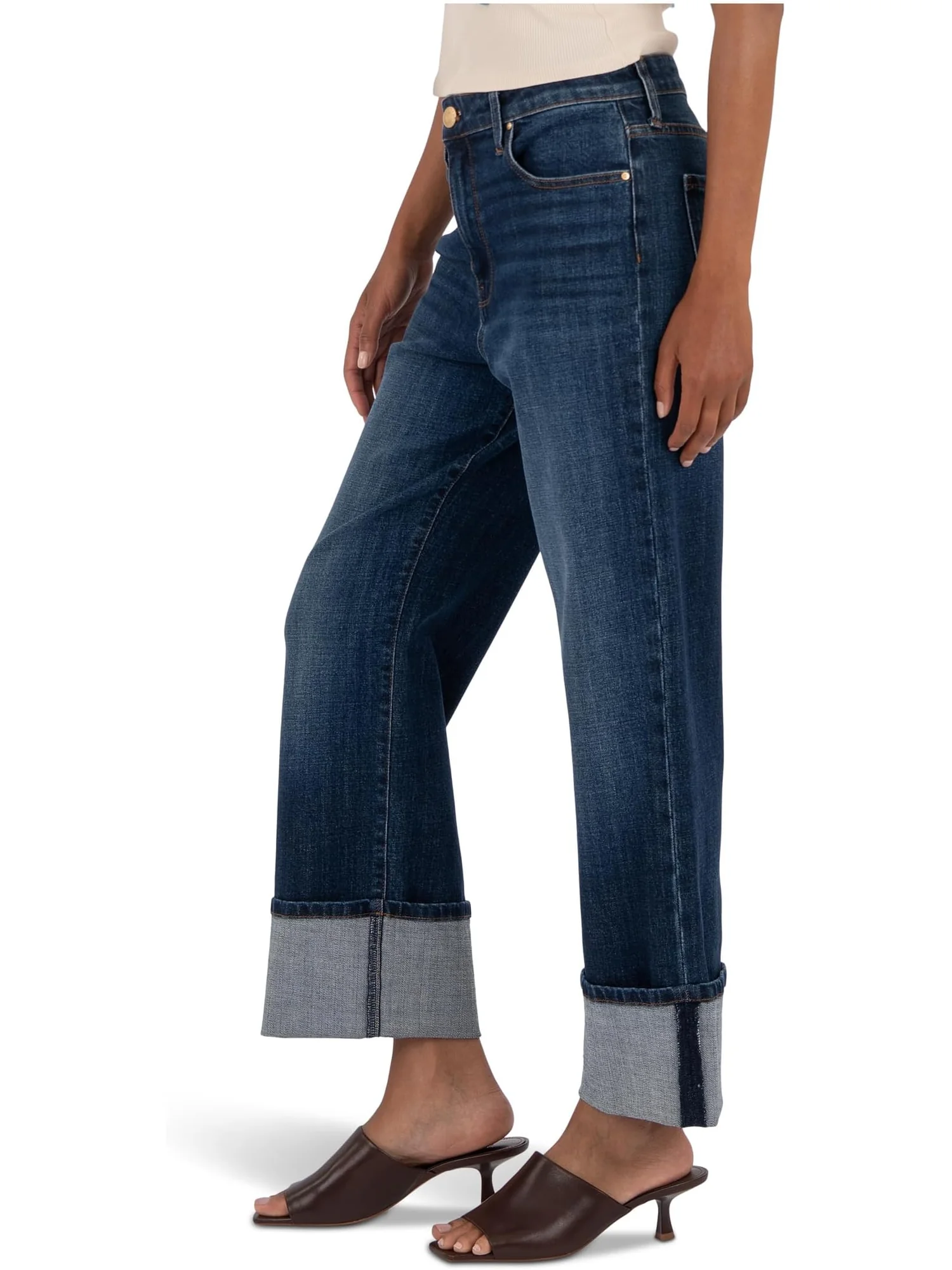 Джинсы KUT from the Kloth Women's Sienna High-Rise Straight Leg-Roll Up 5" in Clarity, Clarity — изображение 3 из 3, мульти