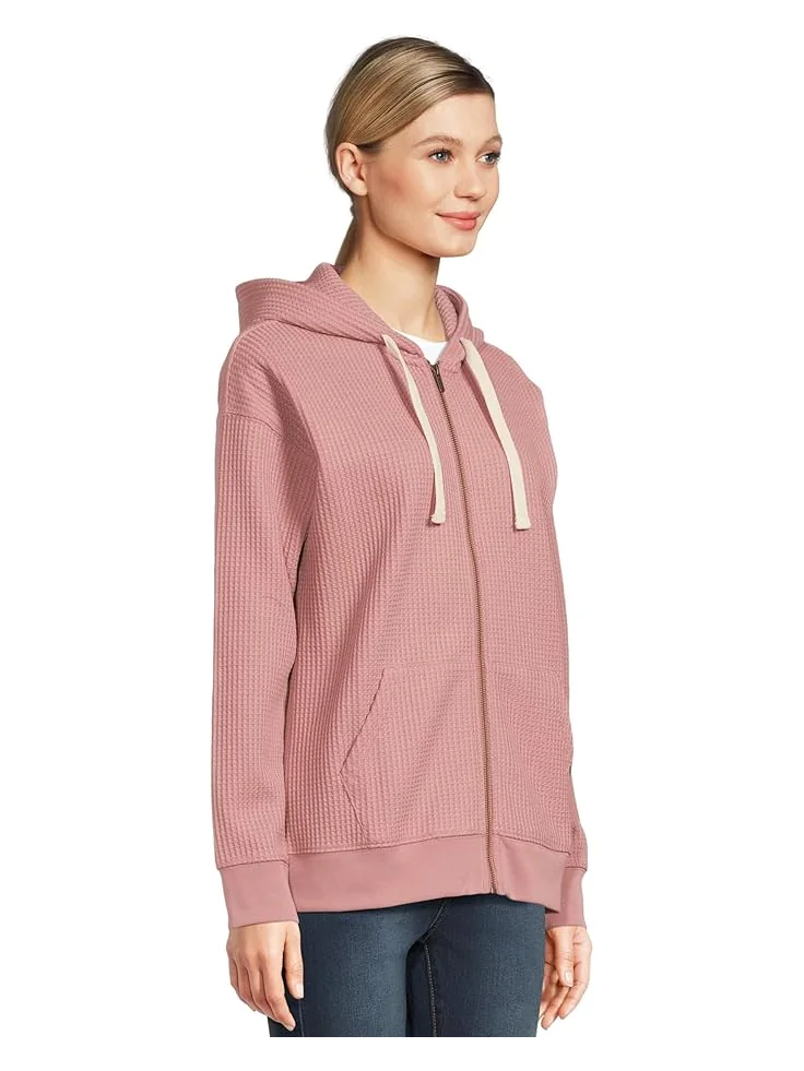 Женский худи L.L.Bean Birchwood Brushed Waffle Full Zip — изображение 2 из 5, выцветший лавандовый