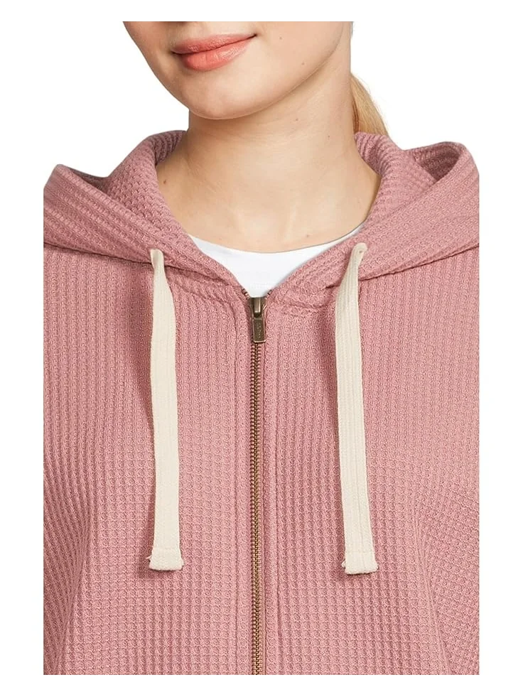 Женский худи L.L.Bean Birchwood Brushed Waffle Full Zip — изображение 4 из 5, выцветший лавандовый