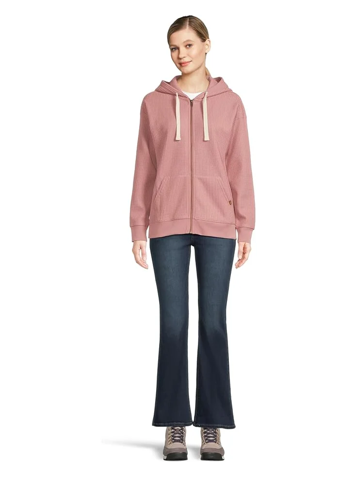 Женский худи L.L.Bean Birchwood Brushed Waffle Full Zip — изображение 5 из 5, выцветший лавандовый