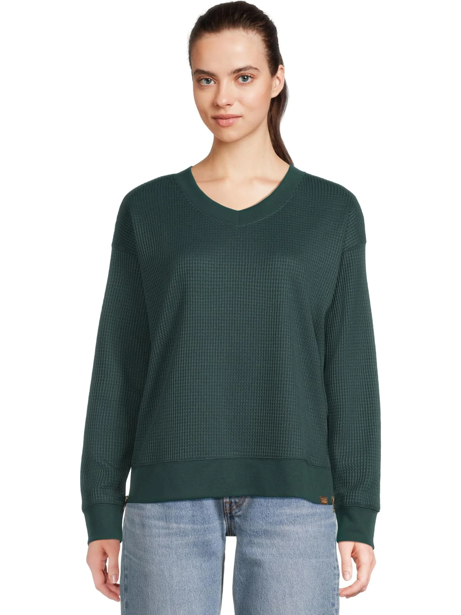 Женская вафельная кофта с V-образным вырезом из березовой древесины L.L.Bean