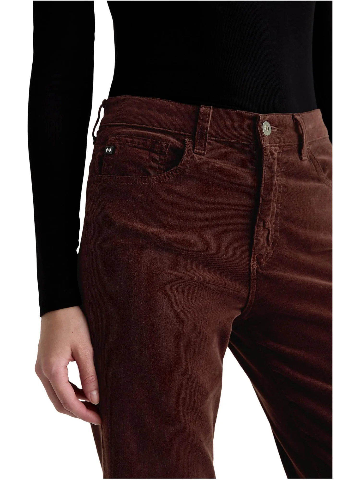 Брюки AG Jeans Women's Brinley Mid Rise Straight In Coffee Bean — изображение 4 из 5, кофейный