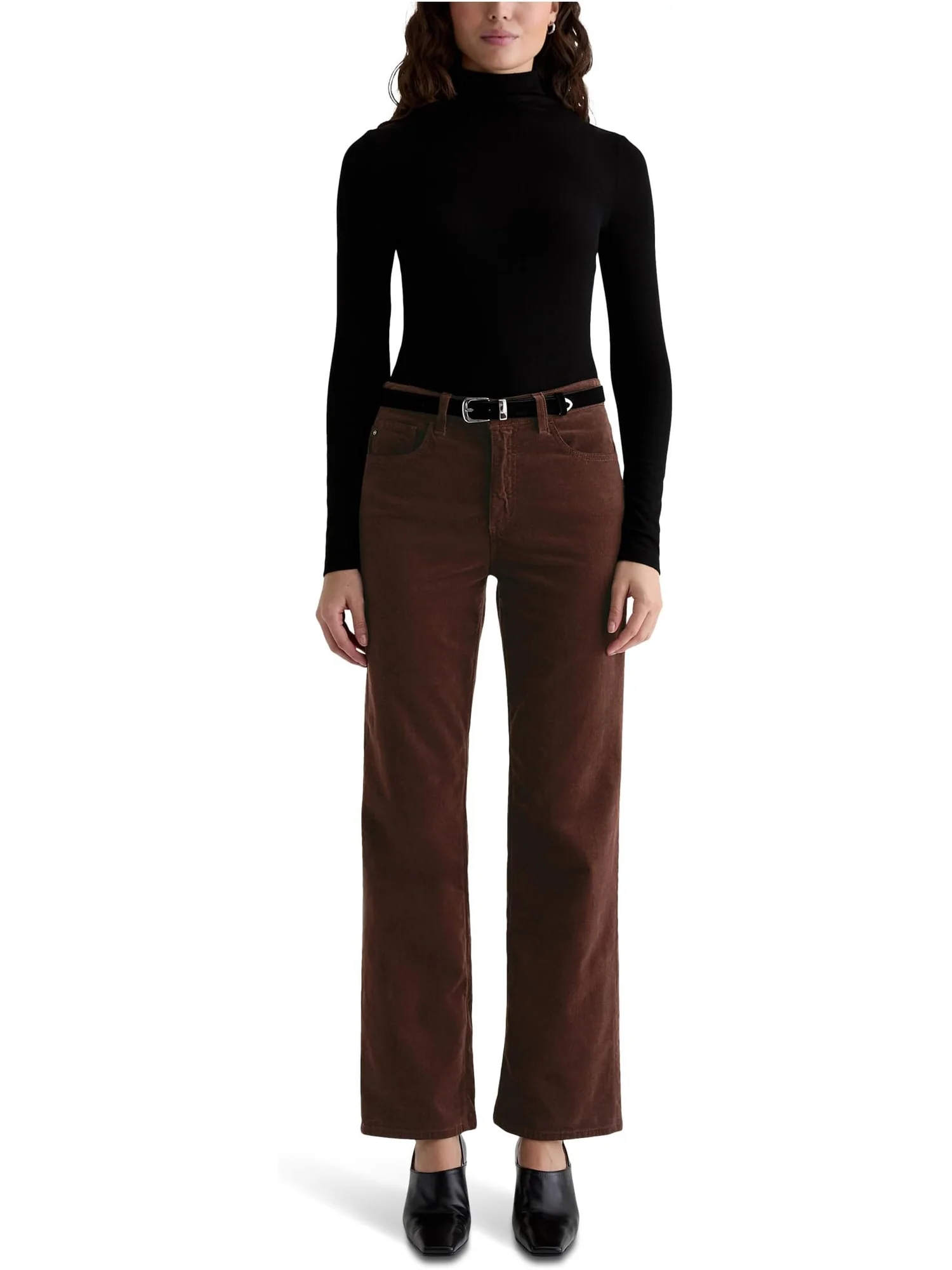 Брюки AG Jeans Women's Brinley Mid Rise Straight In Coffee Bean — изображение 5 из 5, кофейный