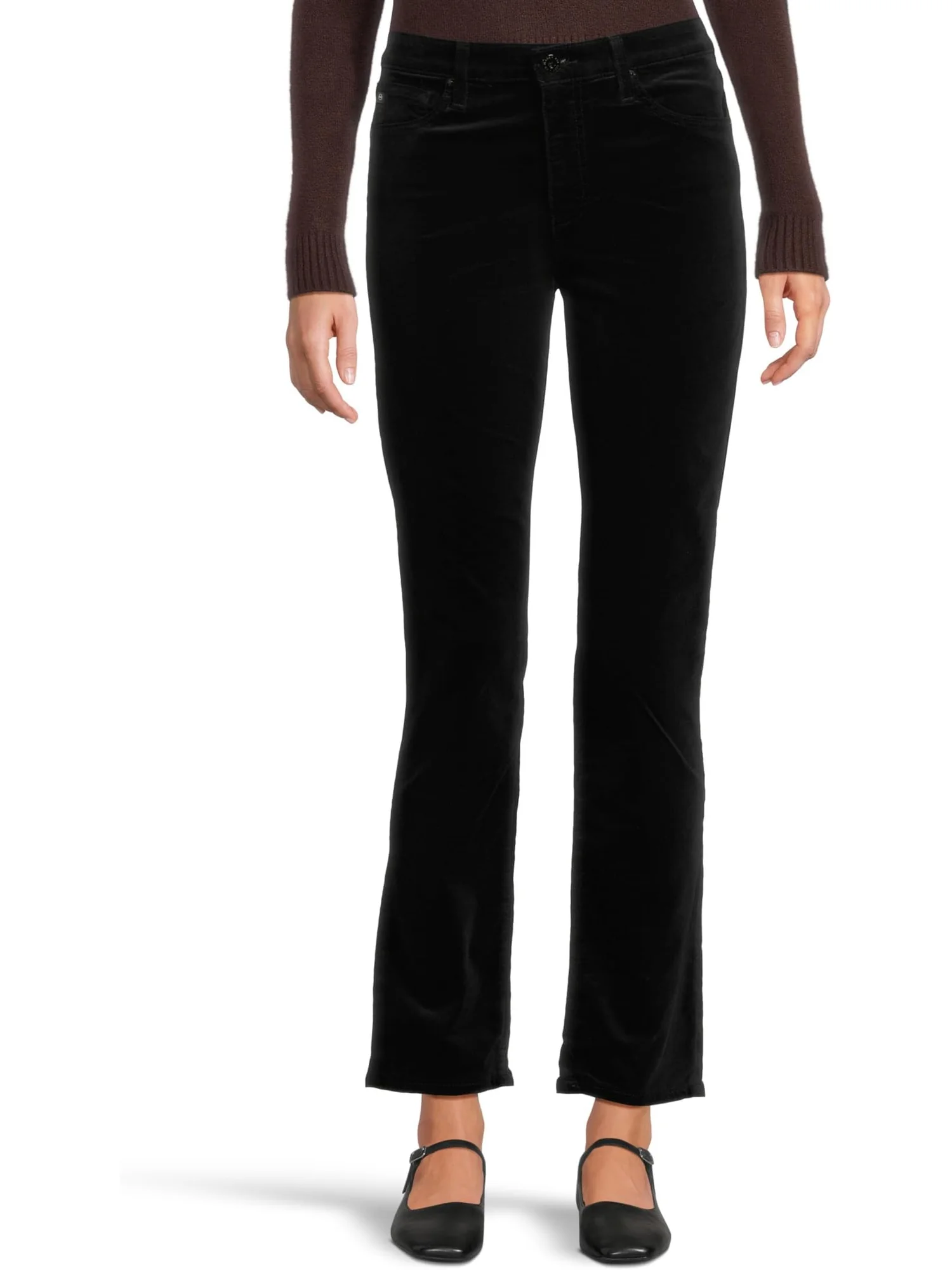 Брюки AG Jeans Women's Mari Mid Rise Slim Straight Jean In Super Black — изображение 1 из 5, черный