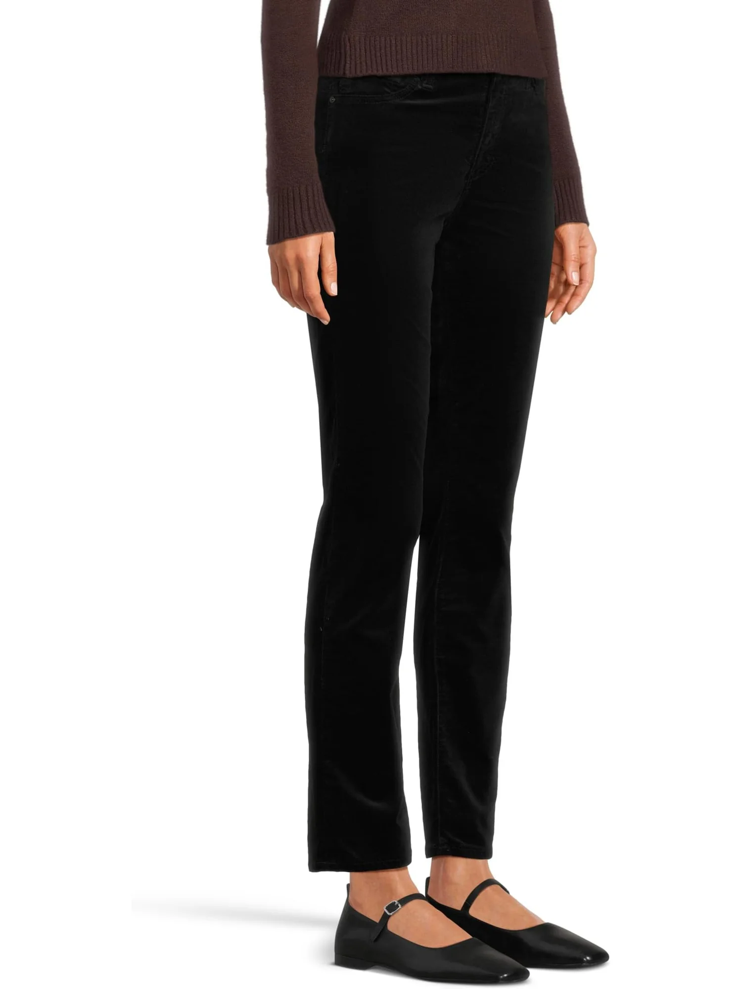 Брюки AG Jeans Women's Mari Mid Rise Slim Straight Jean In Super Black — изображение 2 из 5, черный