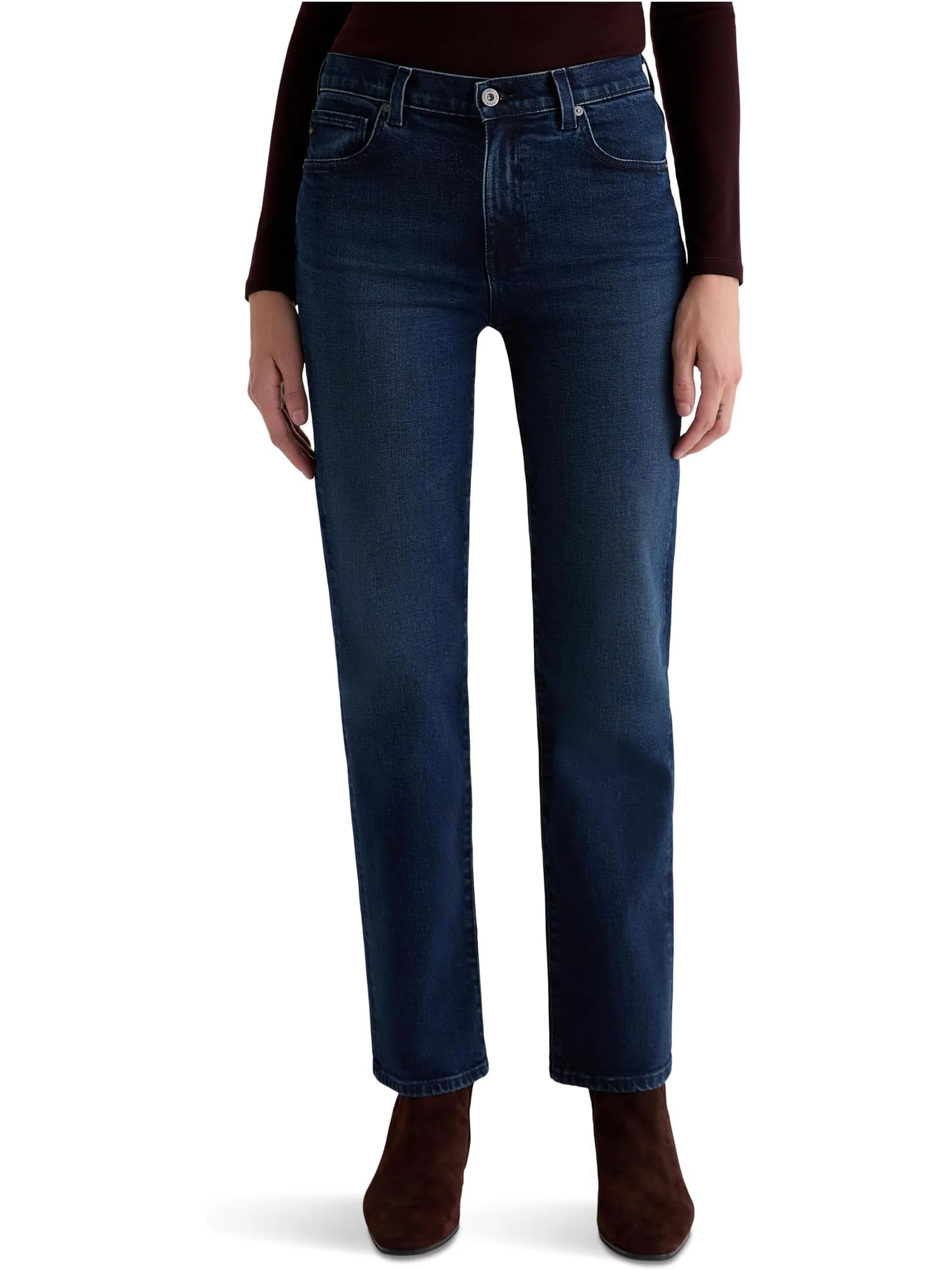 Женские прямые джинсы Brinley средней посадки в цвете Midnight Sun AG Jeans