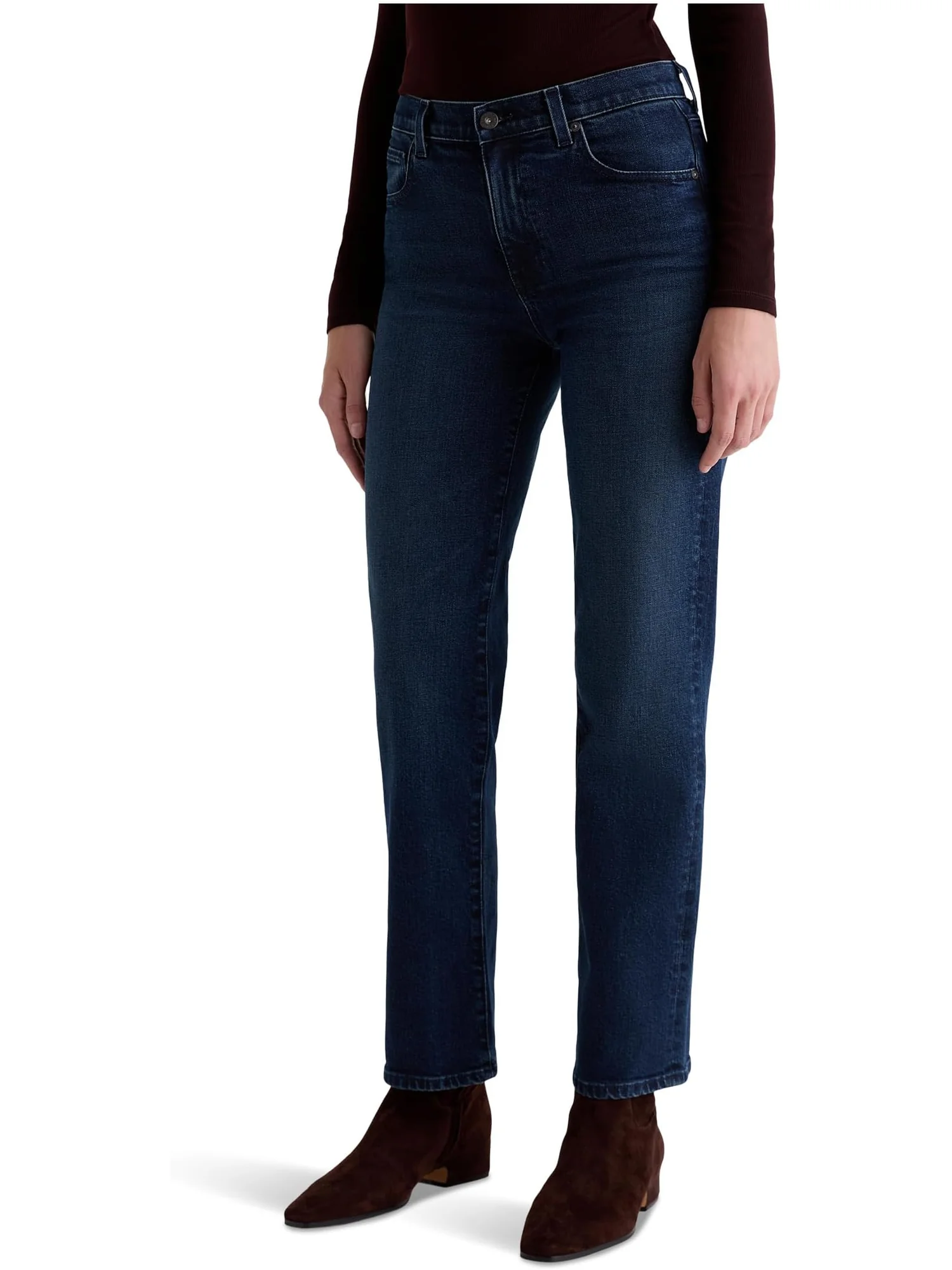 Женские прямые джинсы Brinley средней посадки в цвете Midnight Sun AG Jeans — изображение 2 из 5, синий