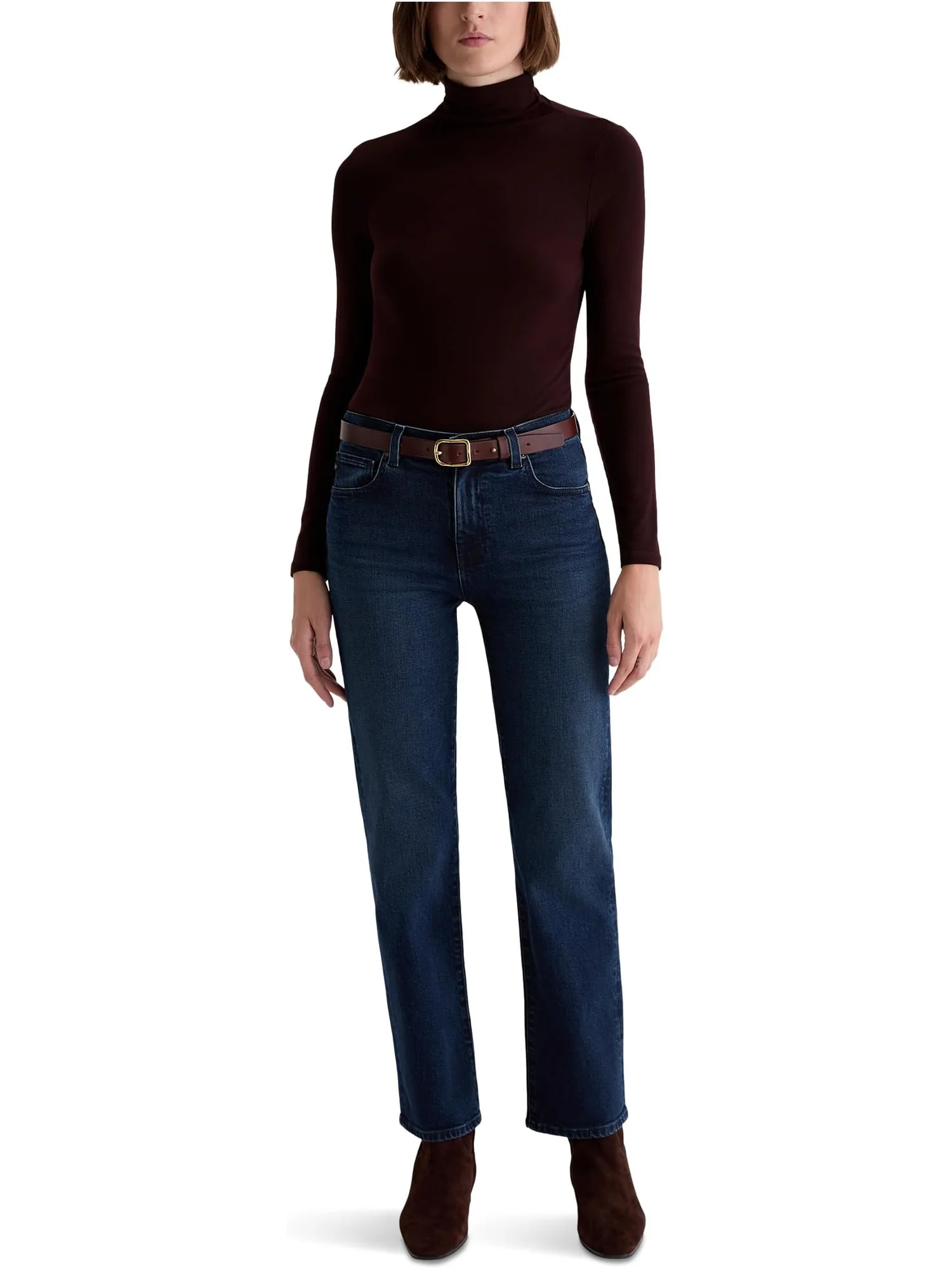 Женские прямые джинсы Brinley средней посадки в цвете Midnight Sun AG Jeans — изображение 5 из 5, синий