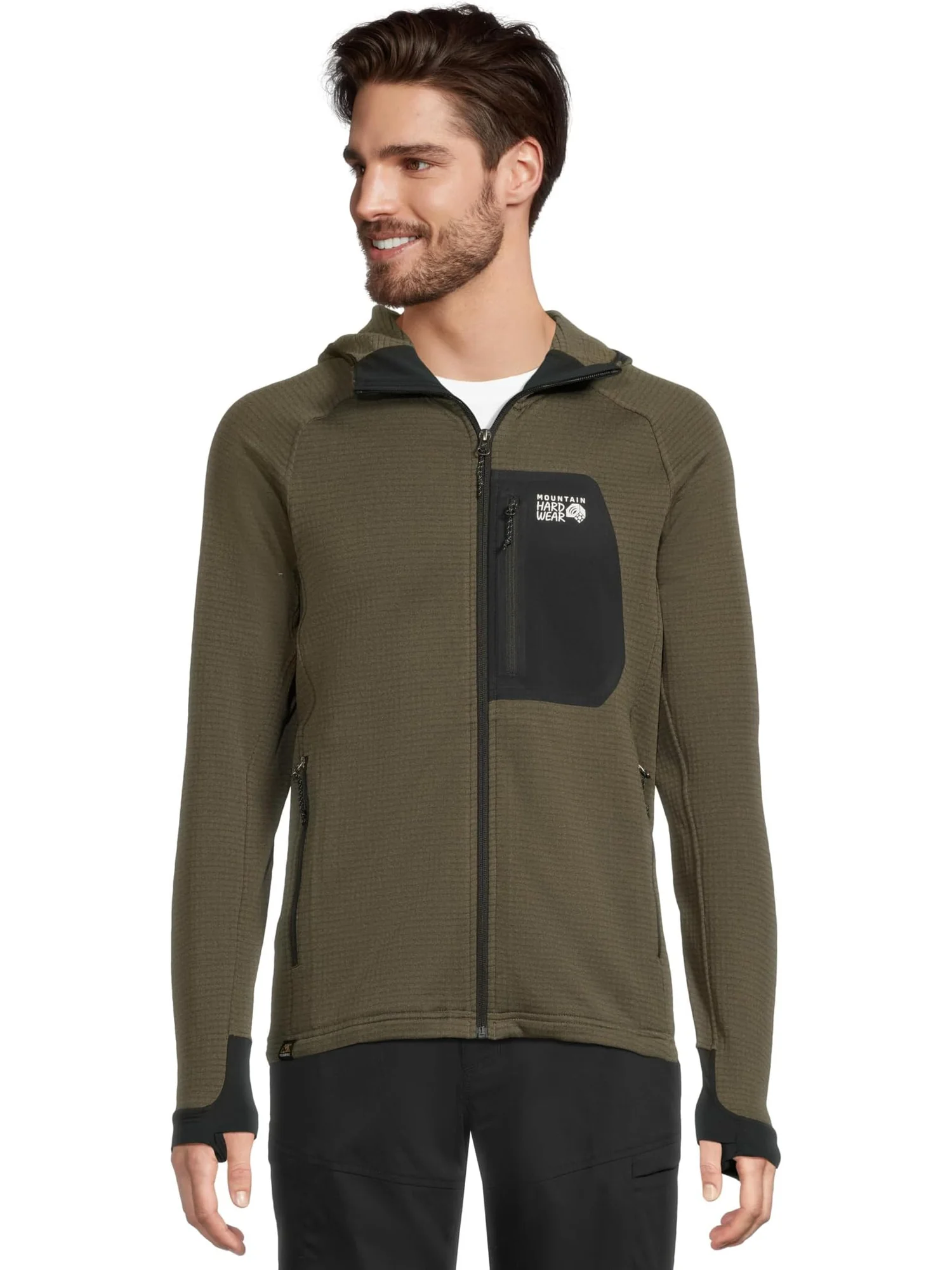 Мужская толстовка с капюшоном Polartec Power Grid на молнии Mountain Hardwear, Ridgeline Heather — серый