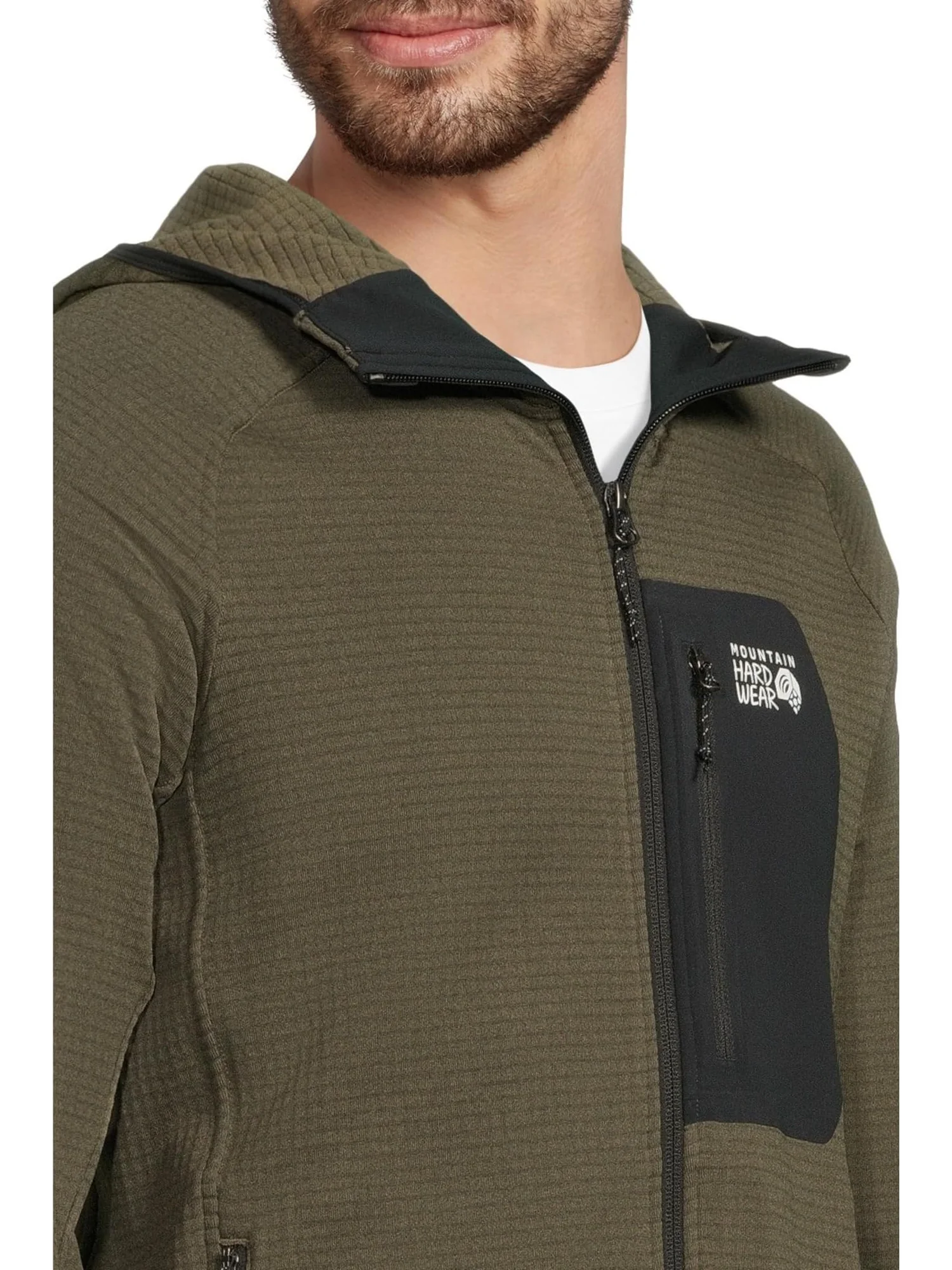 Мужская толстовка с капюшоном Polartec Power Grid на молнии Mountain Hardwear, Ridgeline Heather — изображение 4 из 5, серый