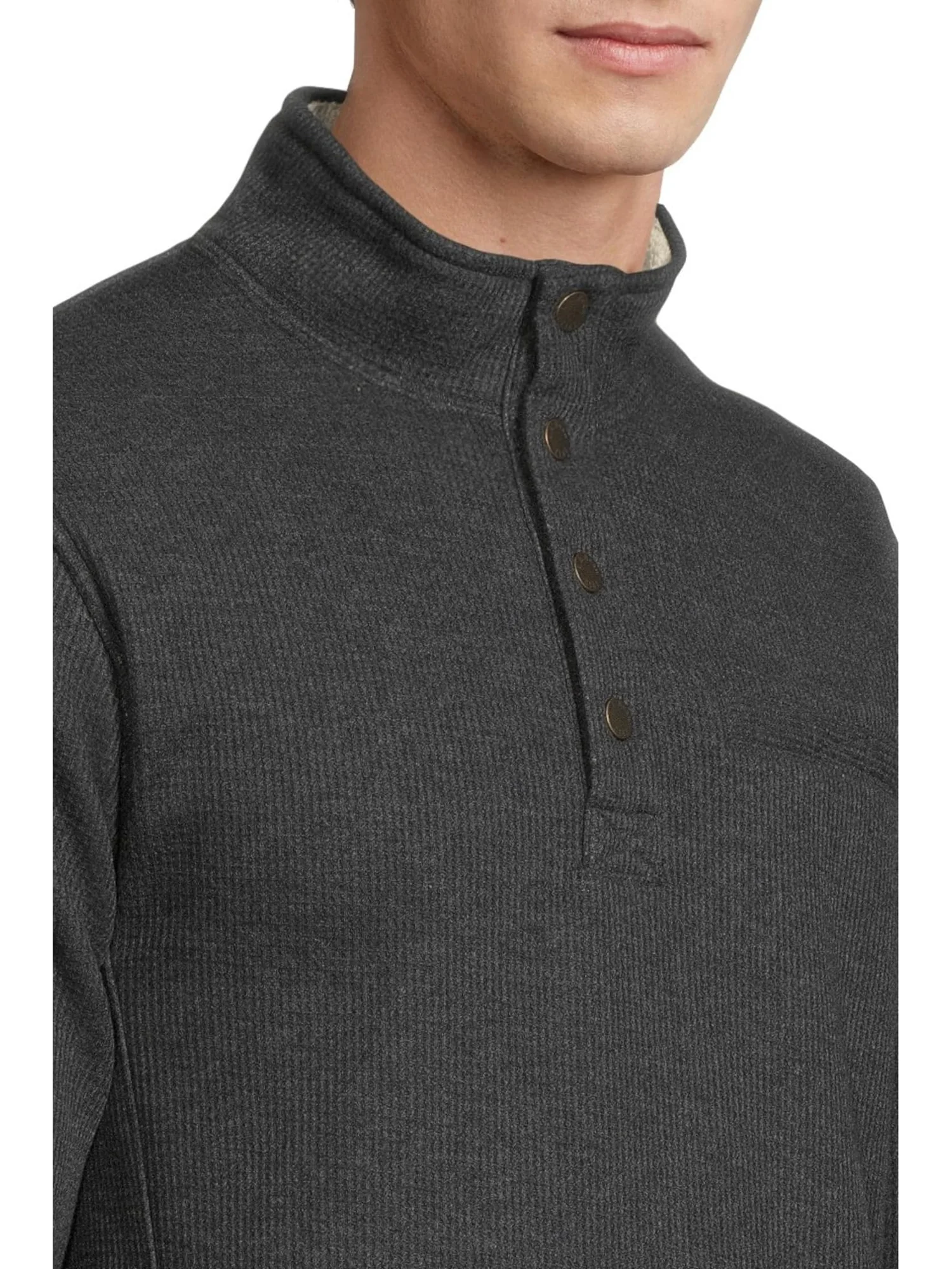 Мужская флисовая кофта Katahdin Iron Works Bonded Waffle Mock Neck L.L.Bean — изображение 4 из 5, темно-серый