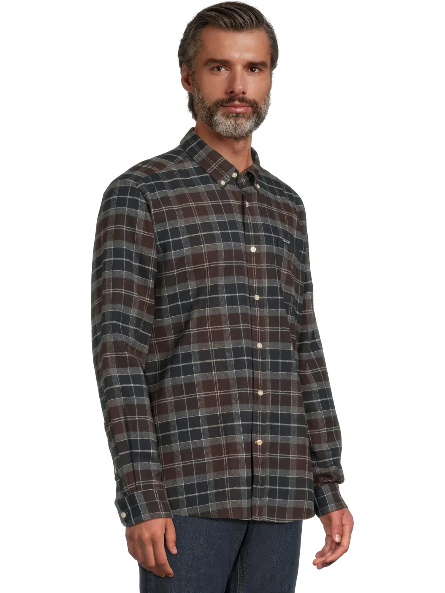 Мужская рубашка Kyeloch Tailored Tartan Barbour, Midnight Oak Tartan — изображение 2 из 5, коричневый