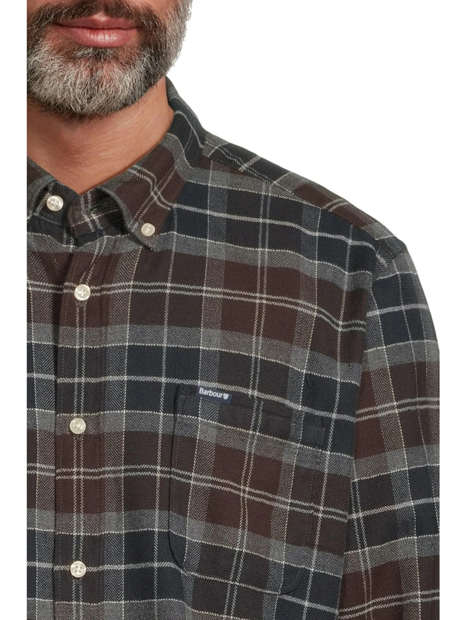 Мужская рубашка Kyeloch Tailored Tartan Barbour, Midnight Oak Tartan — изображение 4 из 5, коричневый