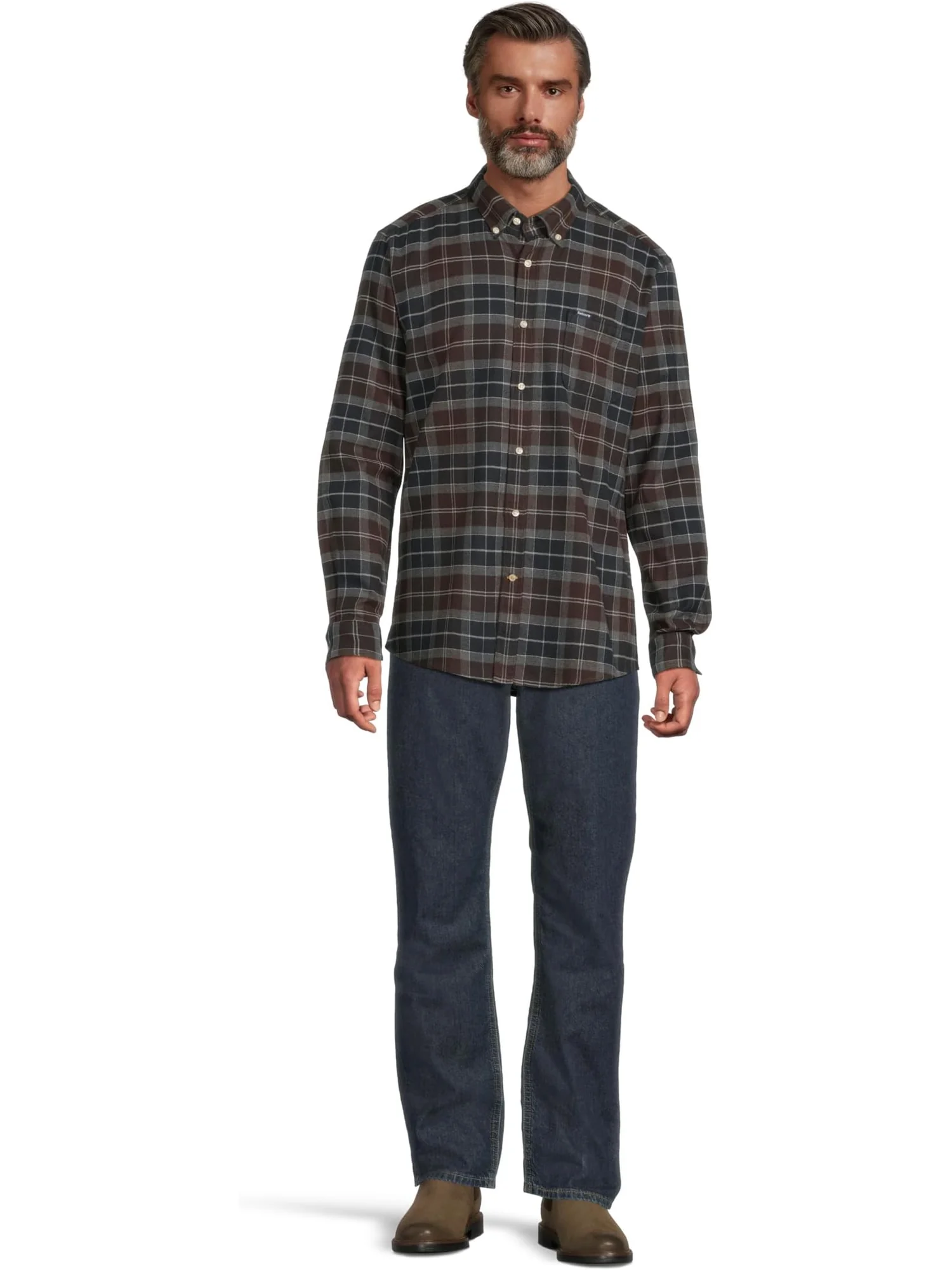 Мужская рубашка Kyeloch Tailored Tartan Barbour, Midnight Oak Tartan — изображение 5 из 5, коричневый