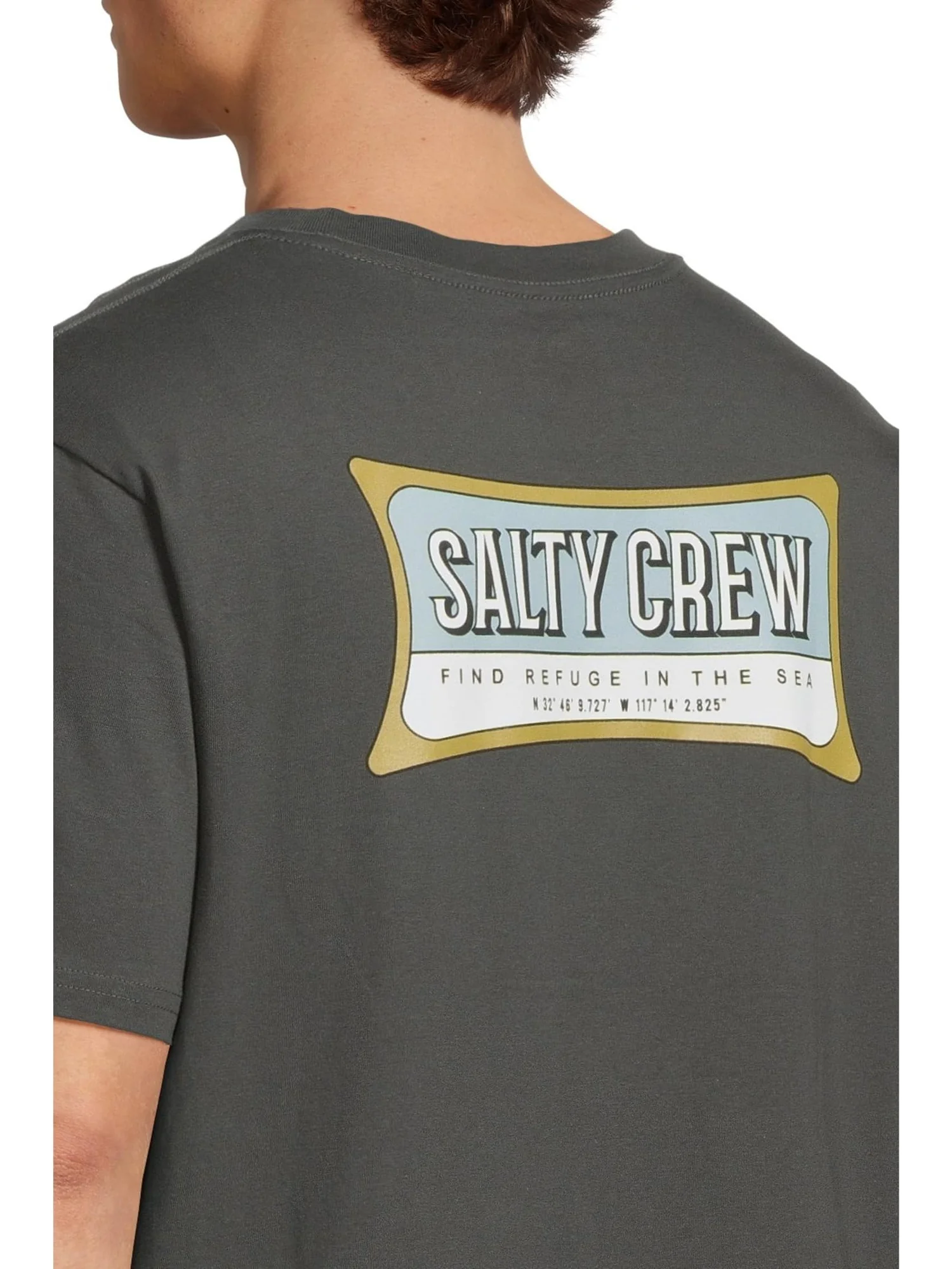 Мужская классическая футболка с коротким рукавом Essential Salty Crew — изображение 4 из 5, темно-серый