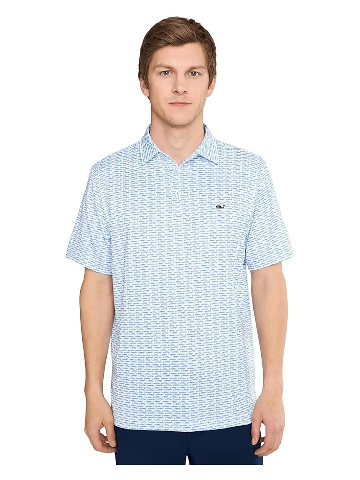 Мужская поло Vineyard Vines Printed Sankaty — изображение 1 из 5, белый