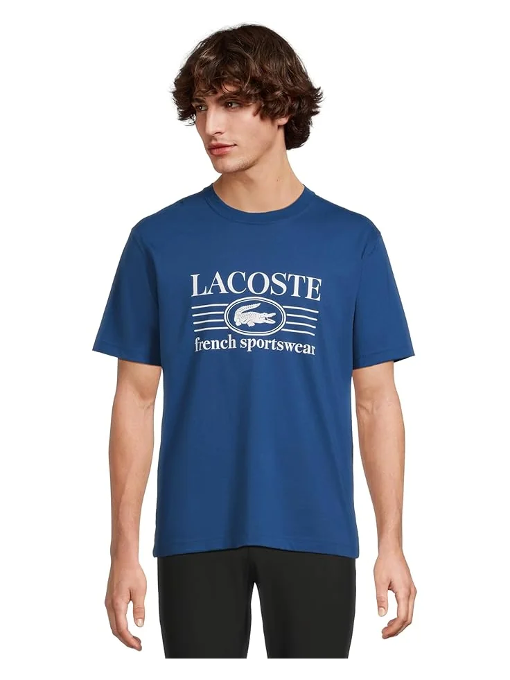 Мужская футболка Lacoste Classic Fit Cotton Print — изображение 1 из 5, синий