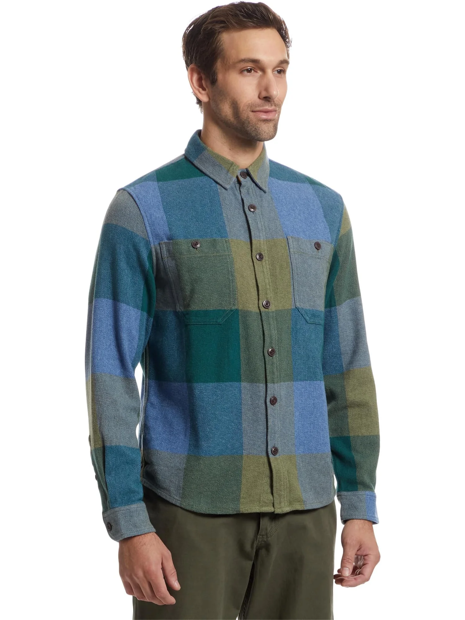 Мужская фирменная рубашка Northwoods из твила, стандартная L.L.Bean — изображение 2 из 5, оливковый серый