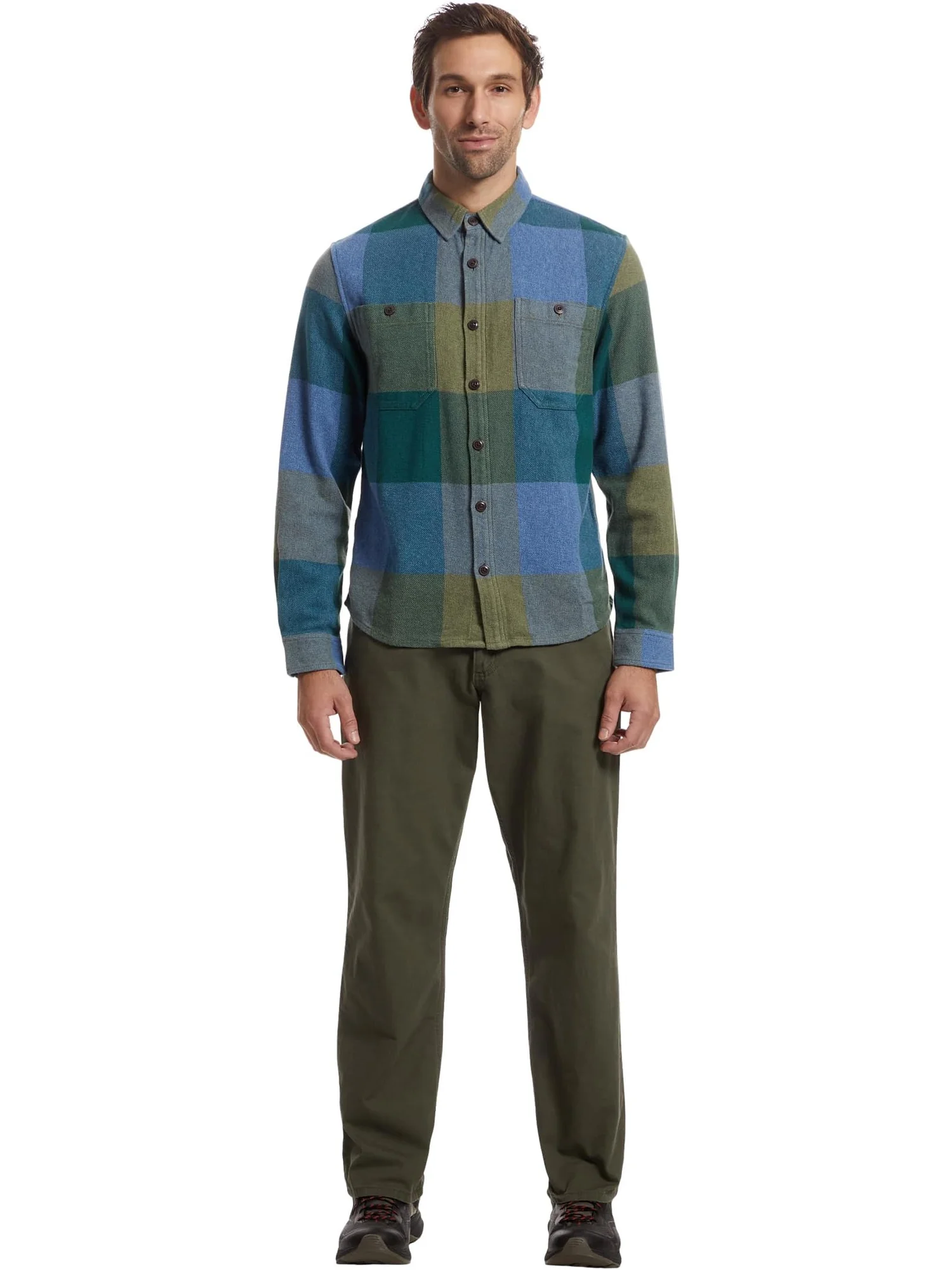 Мужская фирменная рубашка Northwoods из твила, стандартная L.L.Bean — изображение 5 из 5, оливковый серый
