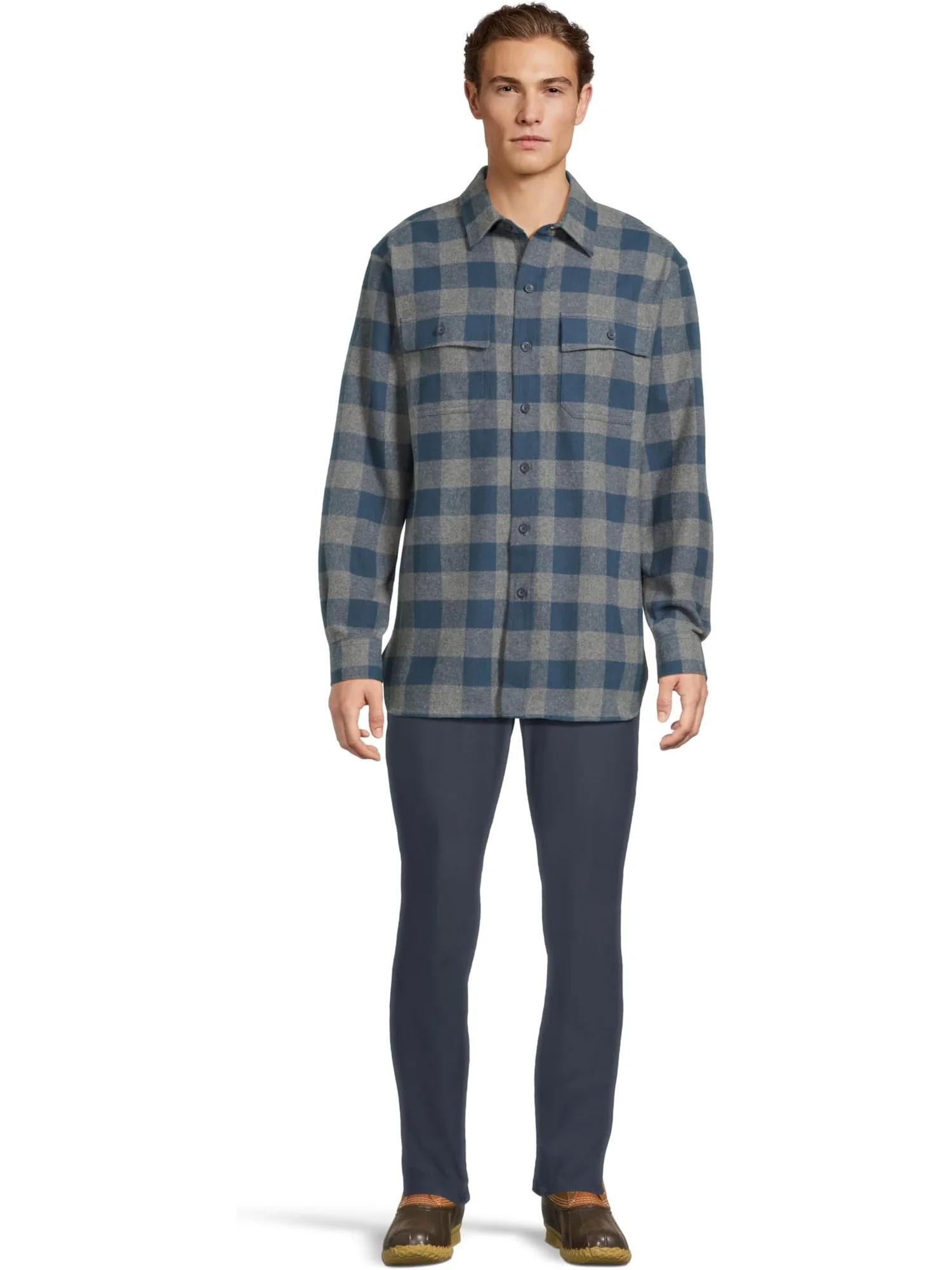 Мужская рубашка из замши в традиционную клетку L.L.Bean — изображение 5 из 5, синий