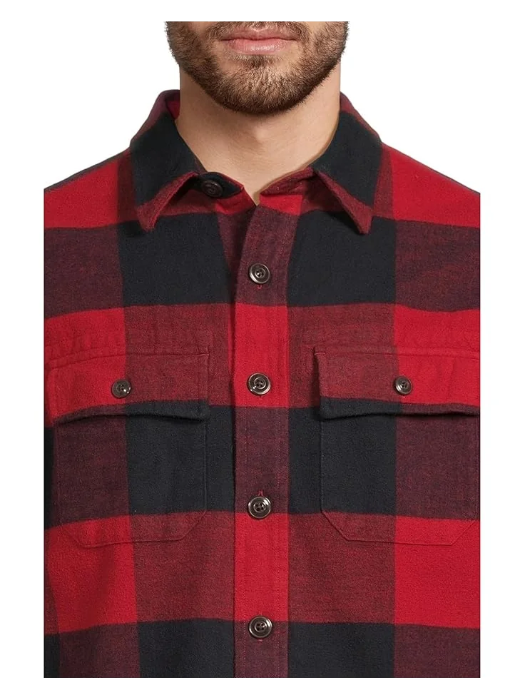 Мужская рубашка L.L.Bean Signature 1933 Chamois Cloth с длинным рукавом, рисунок, Regular — изображение 4 из 5, красный