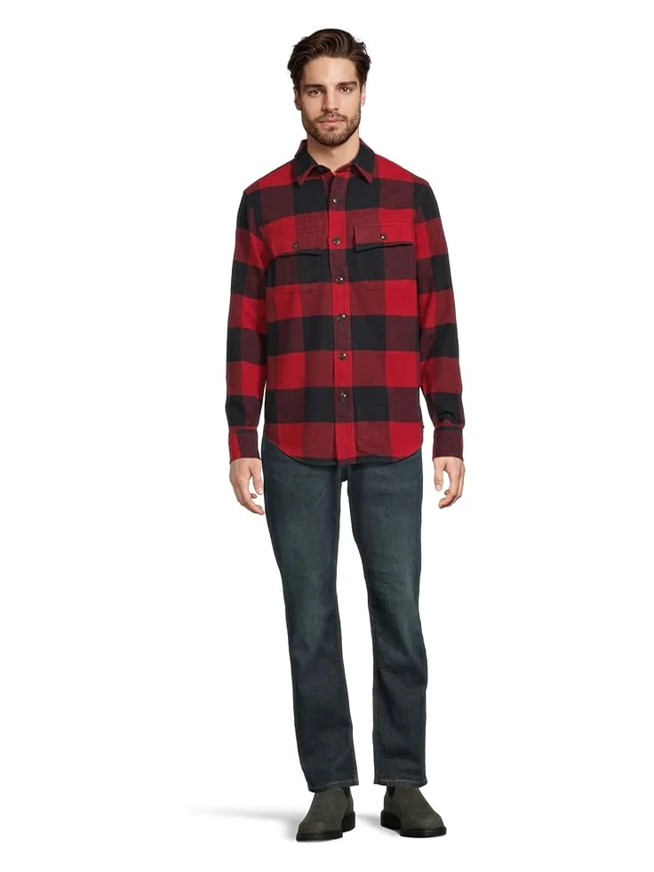 Мужская рубашка L.L.Bean Signature 1933 Chamois Cloth с длинным рукавом, рисунок, Regular — изображение 5 из 5, красный