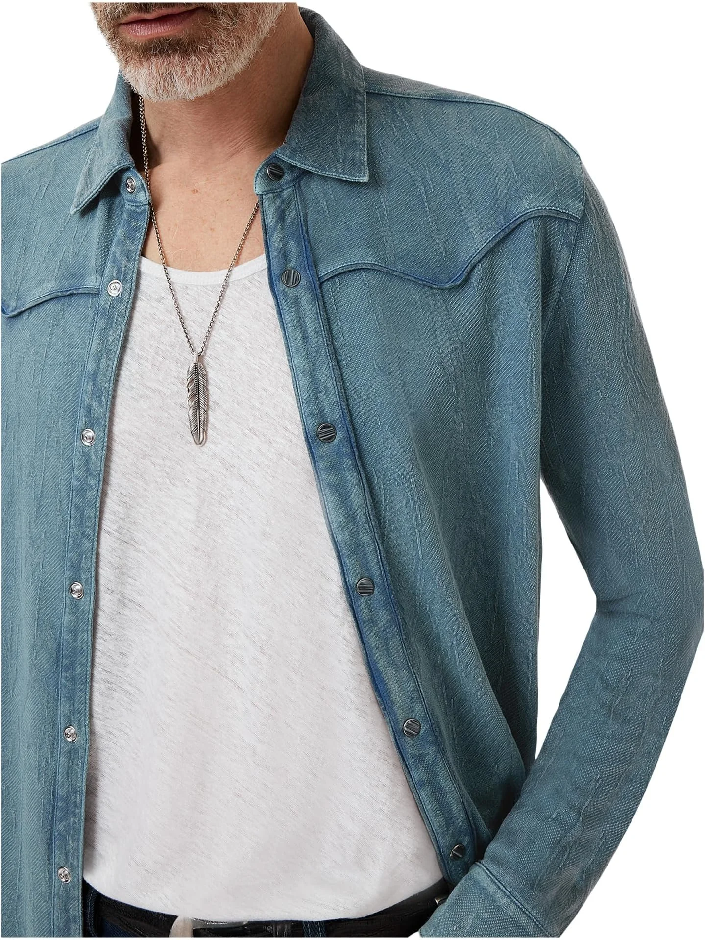 Мужская рубашка Miner Western K6943F25 John Varvatos, Demin Hthr — изображение 4 из 5, серый