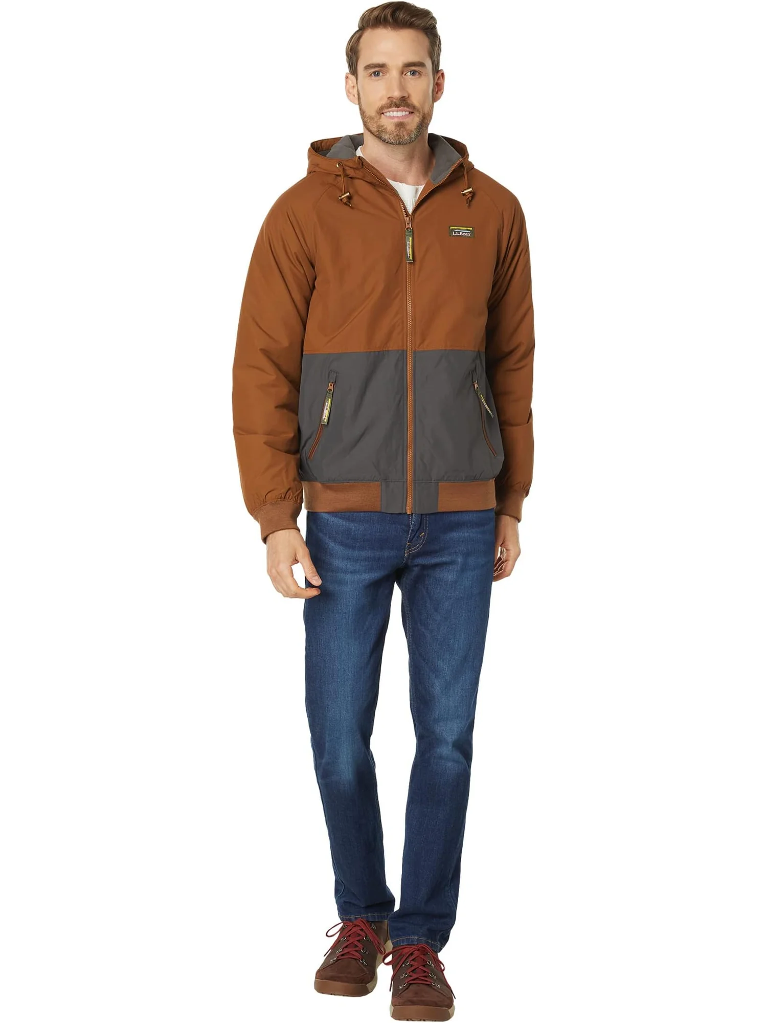 Мужская утепленная толстовка-бомбер с цветными блоками L.L.Bean — изображение 4 из 4, серый
