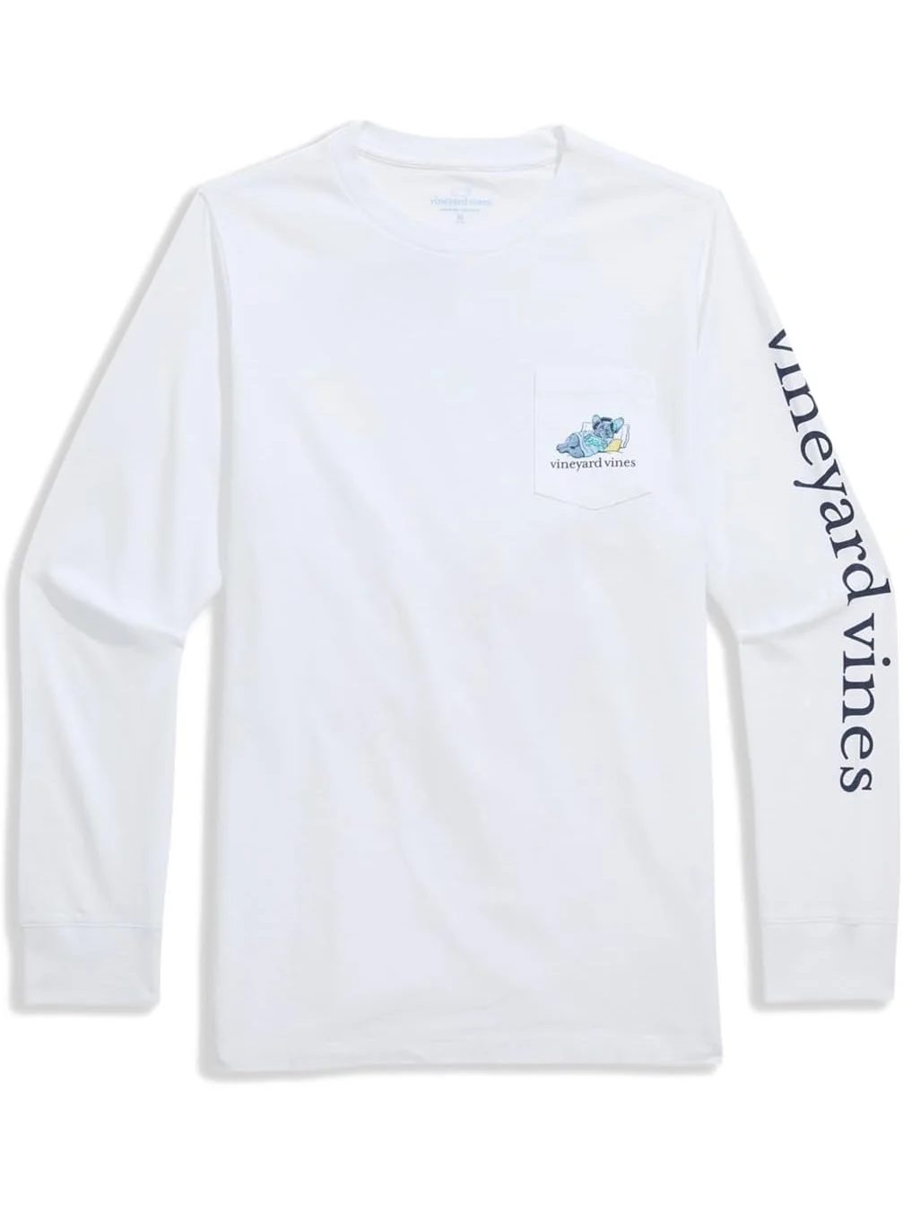 Футболка Top Dog с длинным рукавом и карманом Vineyard Vines Kids — белый