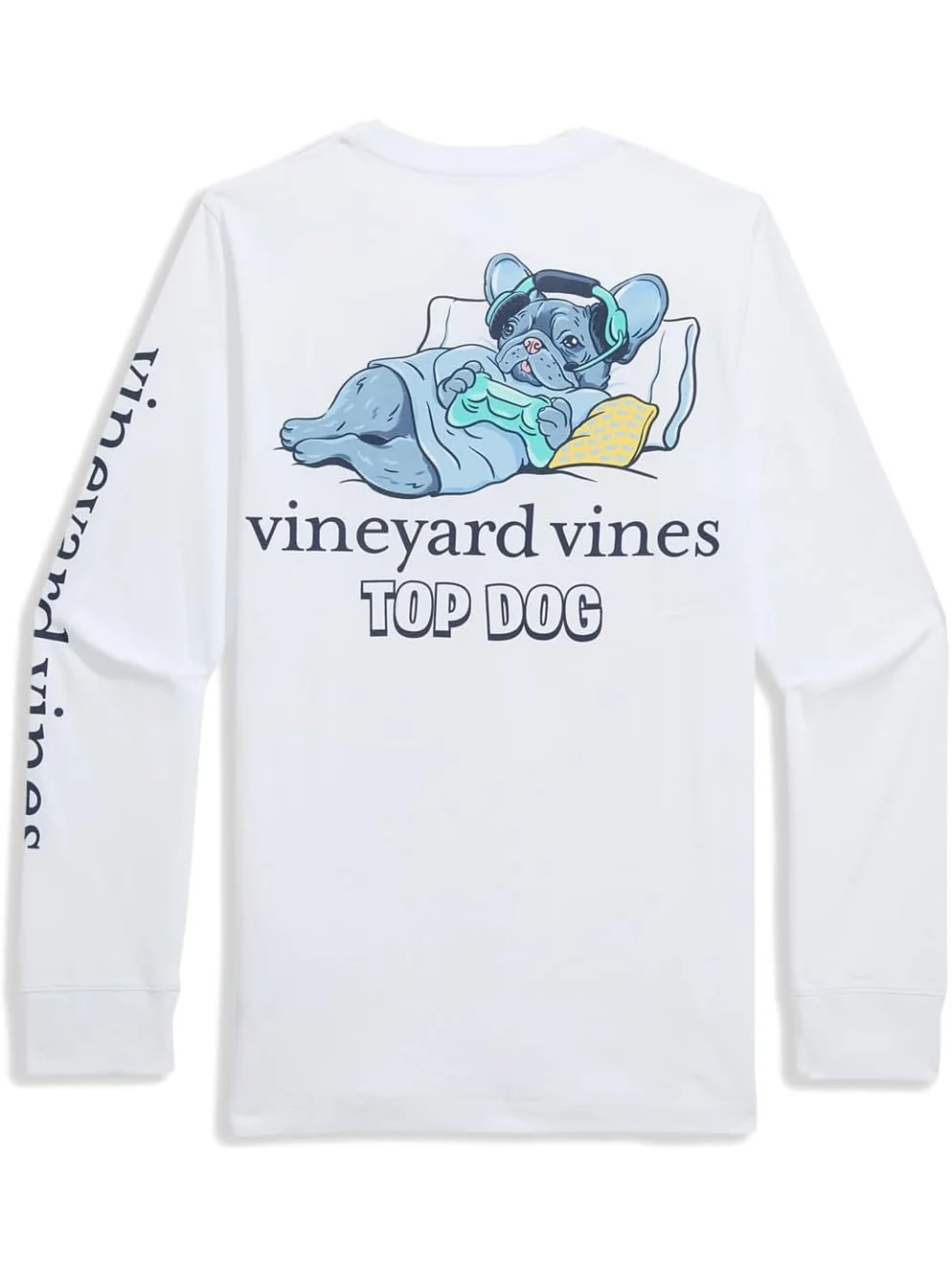 Футболка Top Dog с длинным рукавом и карманом Vineyard Vines Kids — изображение 2 из 2, белый