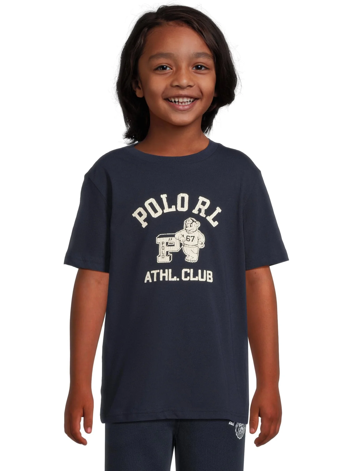 Футболка из хлопкового джерси с логотипом Polo Ralph Lauren Kids — синий