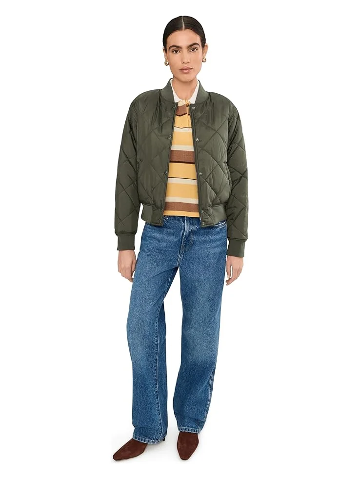 Женская куртка-бомбер Levi's Diamond Quilted Sherpa Lined — изображение 2 из 5, зеленый