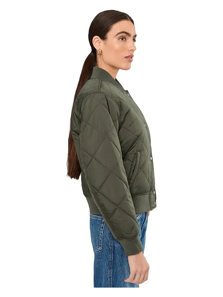 Женская куртка-бомбер Levi's Diamond Quilted Sherpa Lined — изображение 3 из 5, зеленый