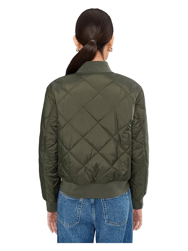 Женская куртка-бомбер Levi's Diamond Quilted Sherpa Lined — изображение 4 из 5, зеленый