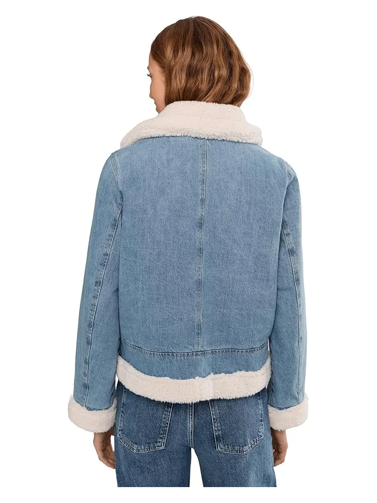 Женская джинсовая косуха Levi's с подкладкой из шерпы, Medium Wash — изображение 4 из 6, средняя отмывка