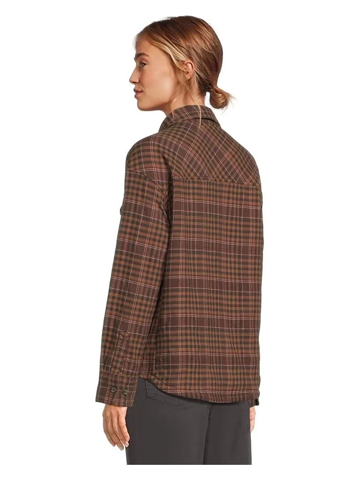 Женская фланелевая куртка-рубашка Royal Robbins Vista, Saddle Antelope Pld — изображение 3 из 5, коричневый