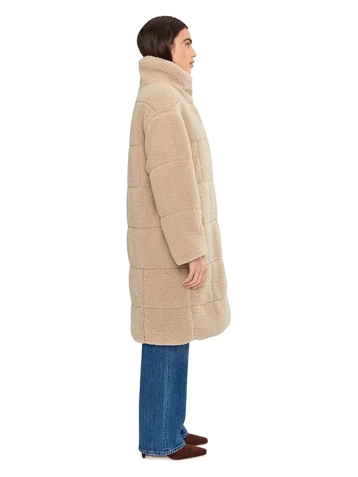 Женская удлиненная стеганая куртка-толстовка Levi's Long Length Quilted Teddy — изображение 3 из 5, бежевый