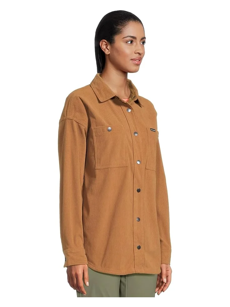 Женская рубашка-куртка Columbia Blue Point Creek Corduroy — изображение 2 из 5, коричневый
