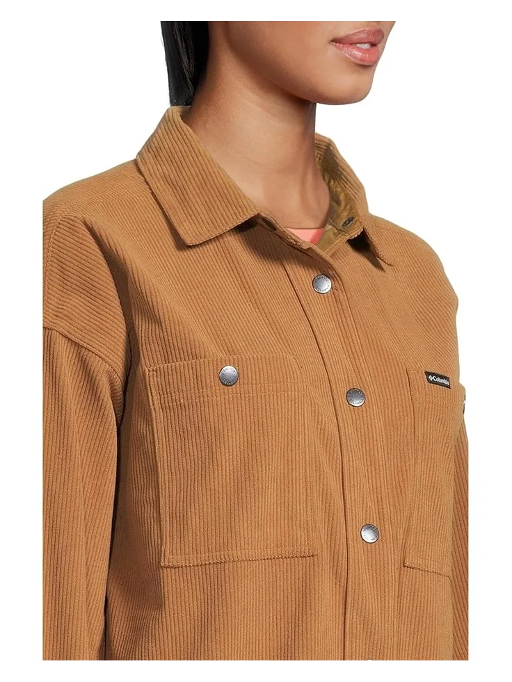 Женская рубашка-куртка Columbia Blue Point Creek Corduroy — изображение 4 из 5, коричневый