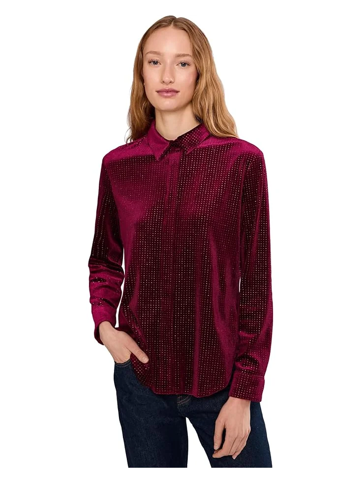 Женская блуза с пайетками и застежкой на пуговицы Vince Camuto Sequin Button Front — изображение 1 из 5, красный