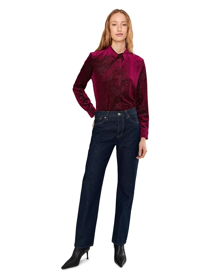 Женская блуза с пайетками и застежкой на пуговицы Vince Camuto Sequin Button Front — изображение 2 из 5, красный