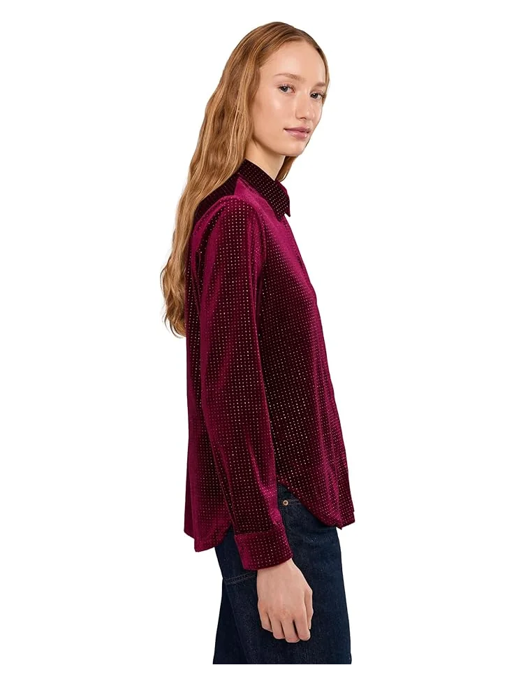 Женская блуза с пайетками и застежкой на пуговицы Vince Camuto Sequin Button Front — изображение 3 из 5, красный