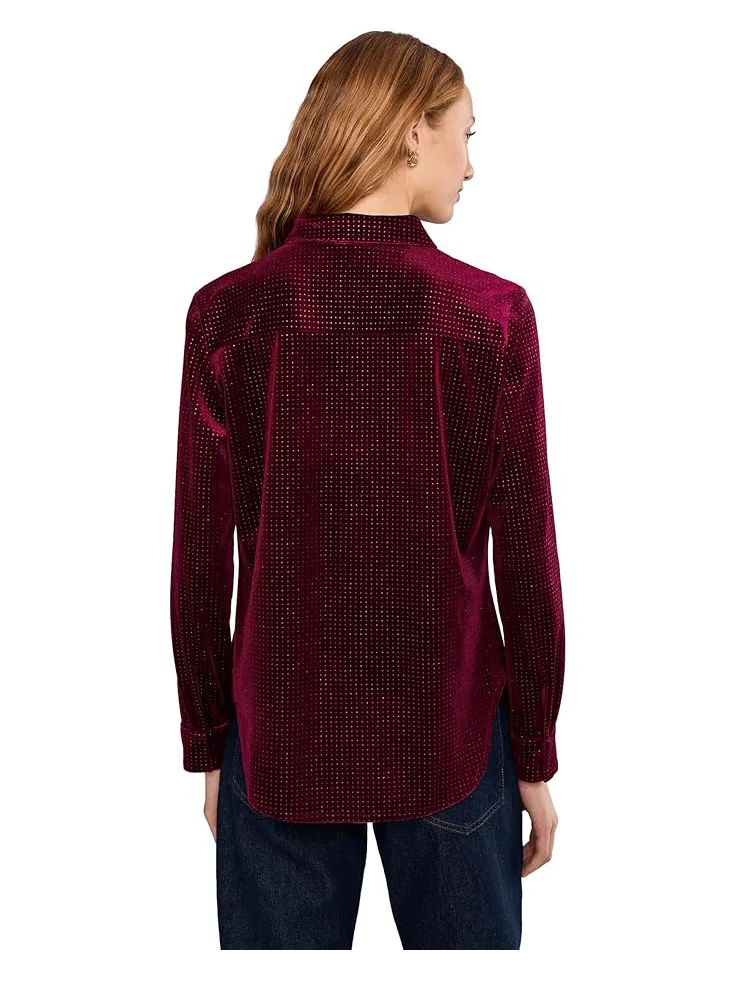 Женская блуза с пайетками и застежкой на пуговицы Vince Camuto Sequin Button Front — изображение 4 из 5, красный