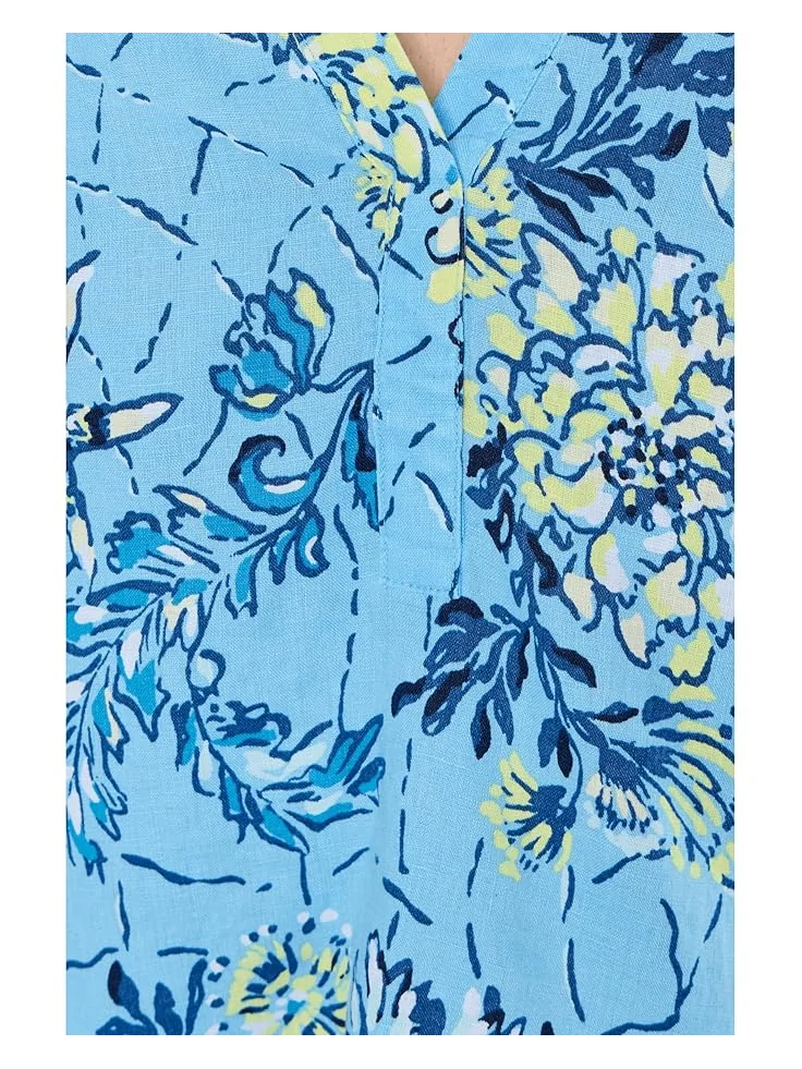 Женская блуза Lilly Pulitzer Mialeigh с рукавом три четверти из льна — изображение 5 из 5, синий