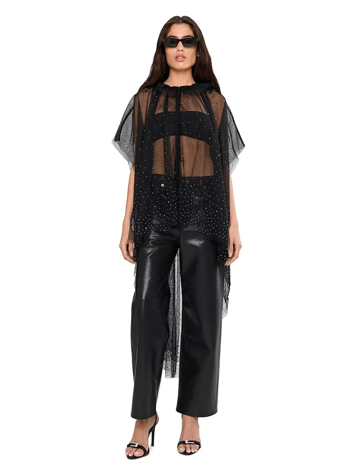 Женская блуза AllSaints Sez Emb Tulle Cape — изображение 2 из 5, черный