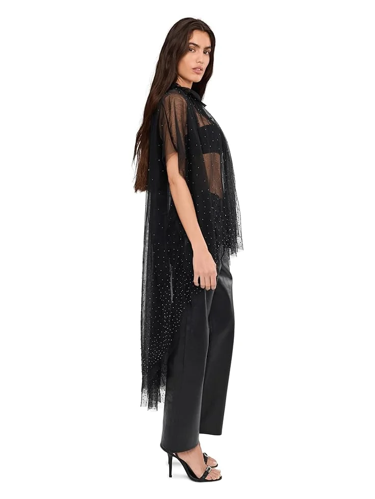 Женская блуза AllSaints Sez Emb Tulle Cape — изображение 3 из 5, черный