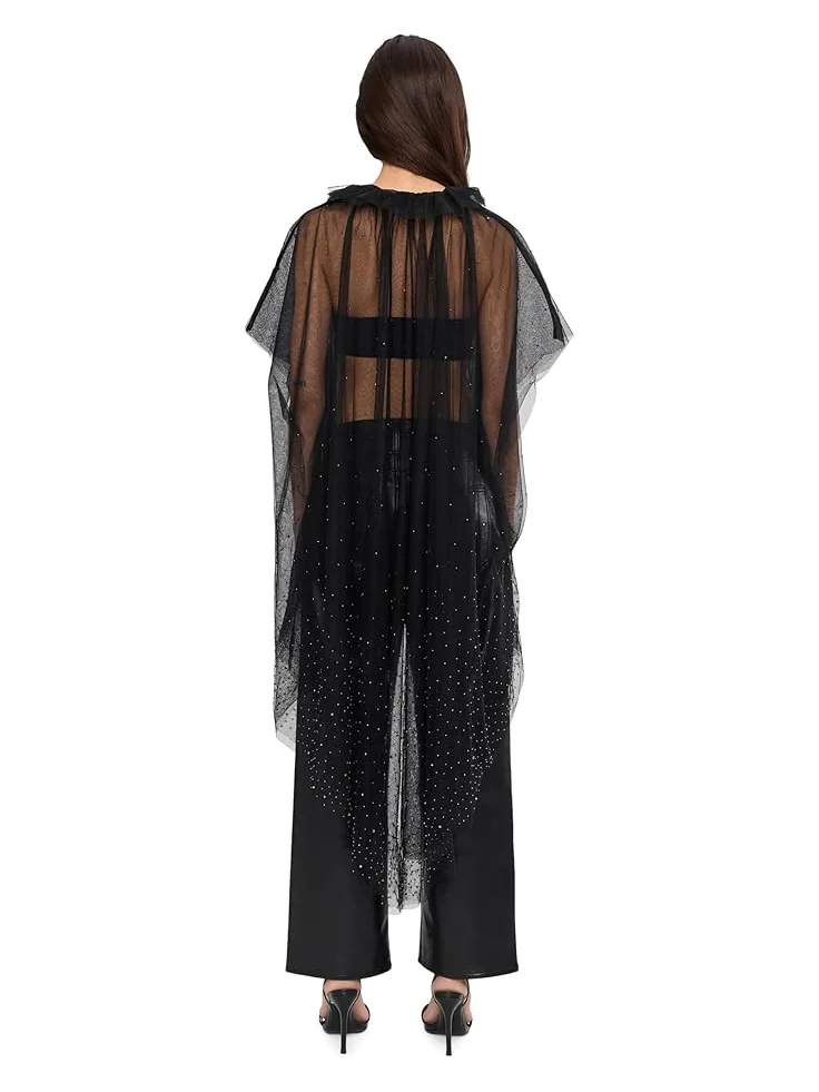 Женская блуза AllSaints Sez Emb Tulle Cape — изображение 4 из 5, черный