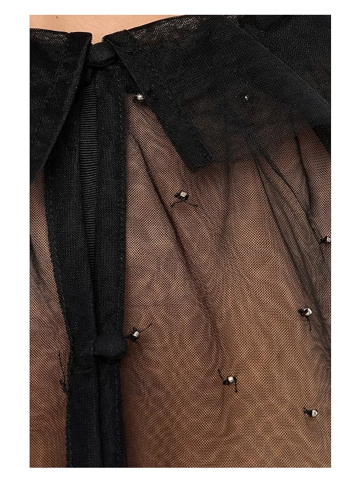 Женская блуза AllSaints Sez Emb Tulle Cape — изображение 5 из 5, черный