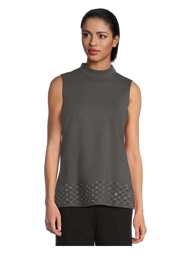 Женская блузка Vince Camuto Mock Neck Sleeveless Tunic — изображение 1 из 5, серый