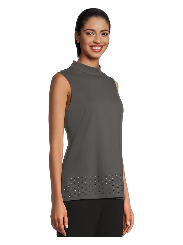Женская блузка Vince Camuto Mock Neck Sleeveless Tunic — изображение 2 из 5, серый